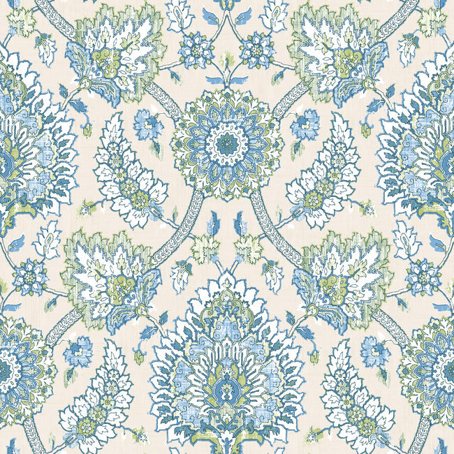 Waverly Clifton Hall Peel & Stick Wallpaper Peel and Stick Wallpaper RoomMates Roll Blue/Green 