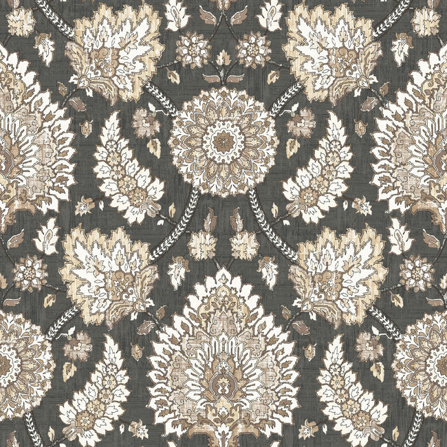 Waverly Clifton Hall Peel & Stick Wallpaper Peel and Stick Wallpaper RoomMates Roll Charcoal 