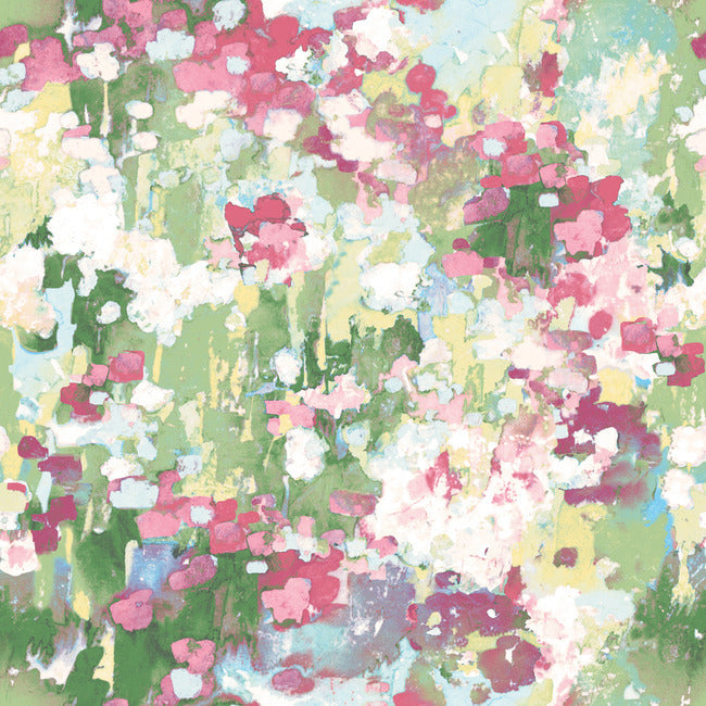 Waverly Abstract Garden Peel & Stick Wallpaper Peel and Stick Wallpaper RoomMates Roll Pink 