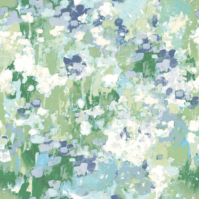 Waverly Abstract Garden Peel & Stick Wallpaper Peel and Stick Wallpaper RoomMates Roll Blue 