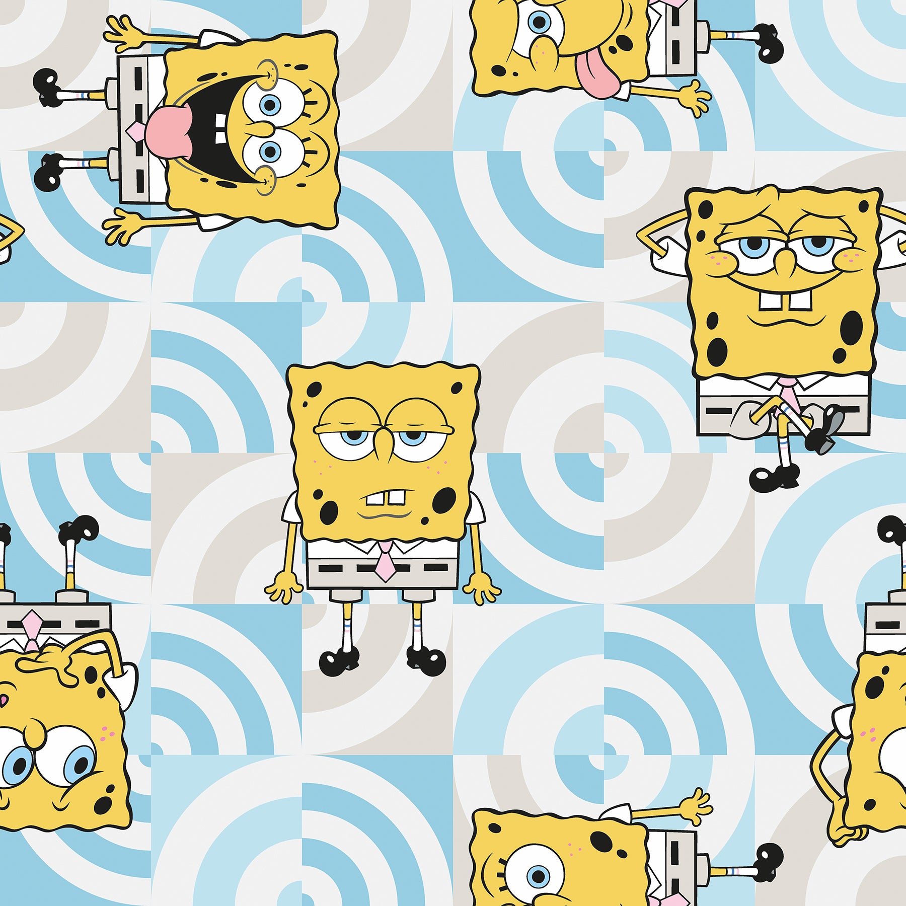 SpongeBob SquarePants Funny Faces Peel and Stick Wallpaper Peel and Stick Wallpaper RoomMates Roll Blue 