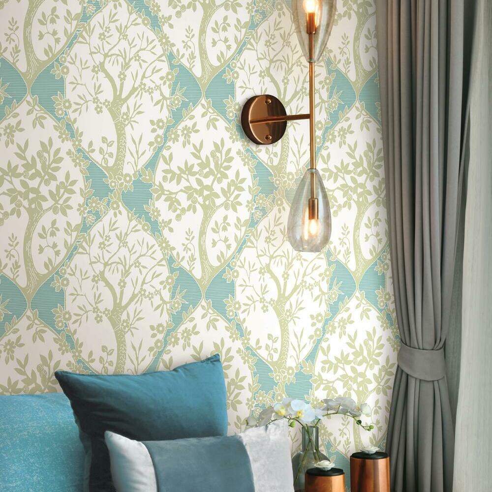 Tree and Vine Ogee Peel and Stick Wallpaper Peel and Stick Wallpaper RoomMates   