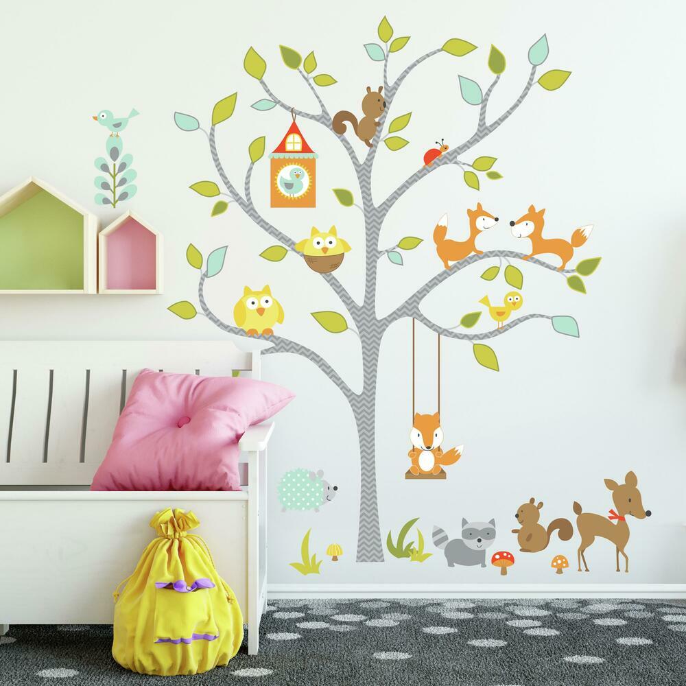 Woodland Fox & Friends Tree Giant Wall Decals Wall Decals RoomMates   