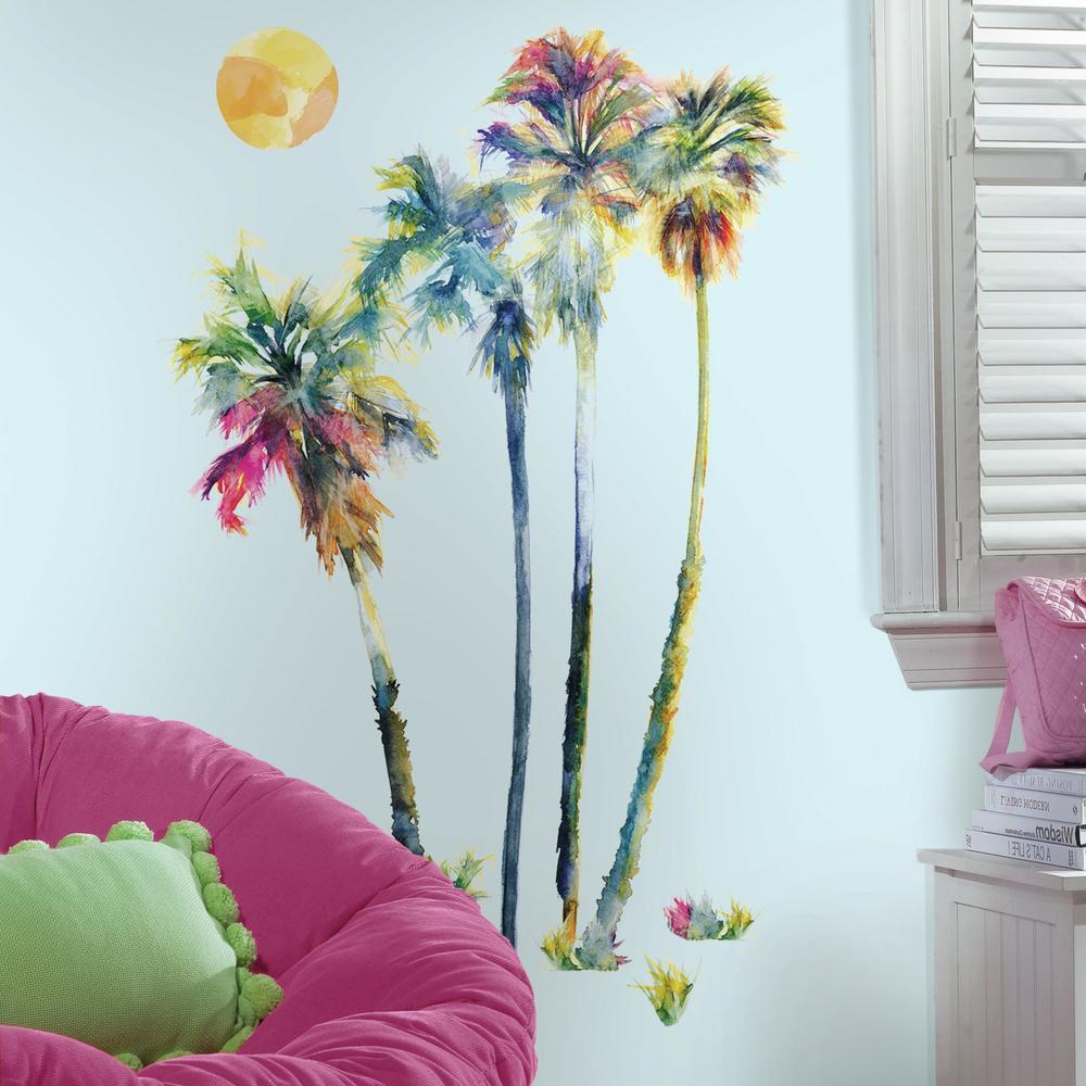 Watercolor Palm Tree Giant Wall Decals Wall Decals RoomMates   