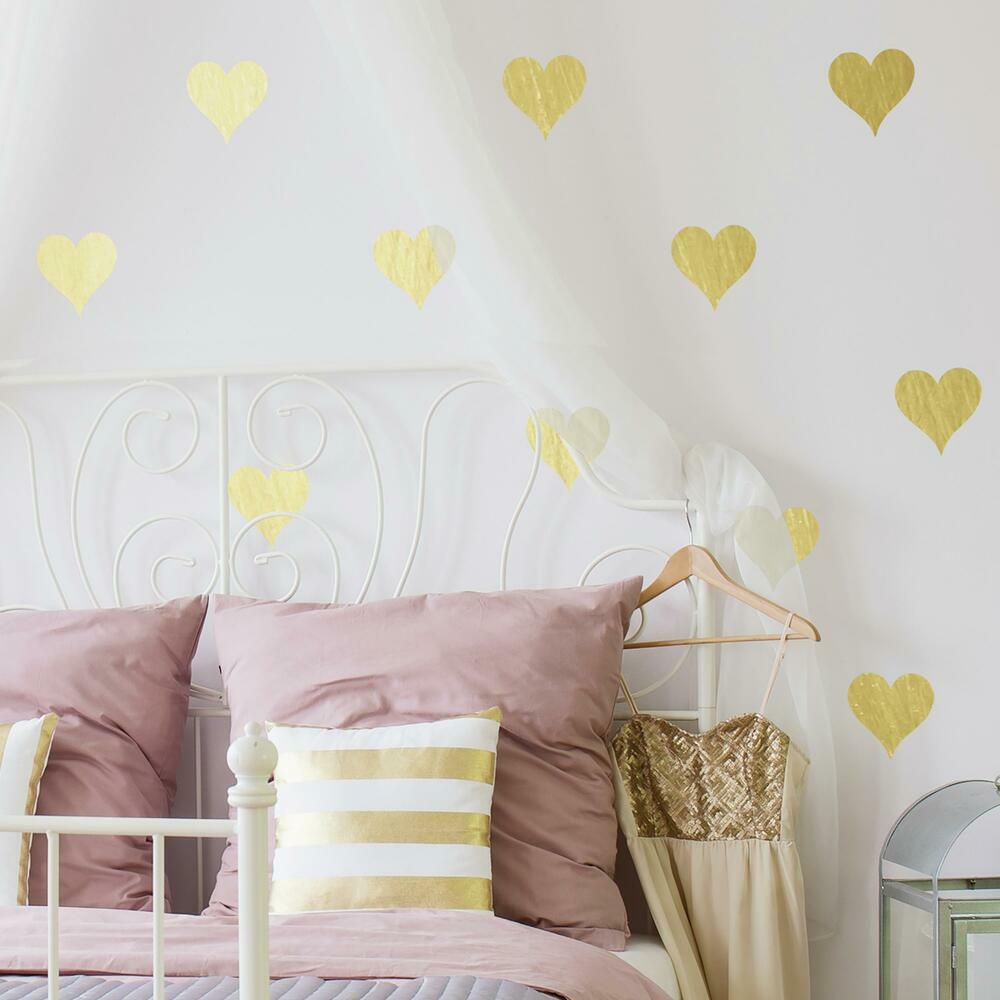 Gold Foil Hearts Peel and Stick Wall Decals Wall Decals RoomMates   