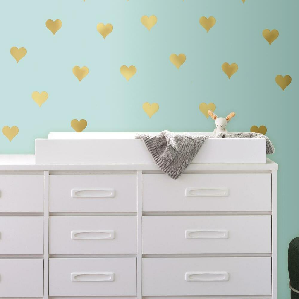 Gold Foil Hearts Peel and Stick Wall Decals Wall Decals RoomMates   
