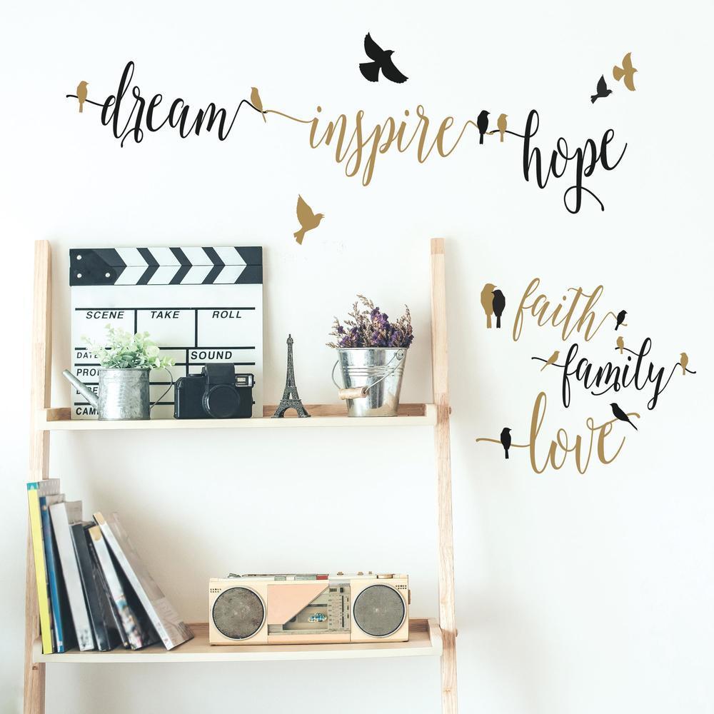 Inspirational Words with Birds Wall Decals Wall Decals RoomMates   