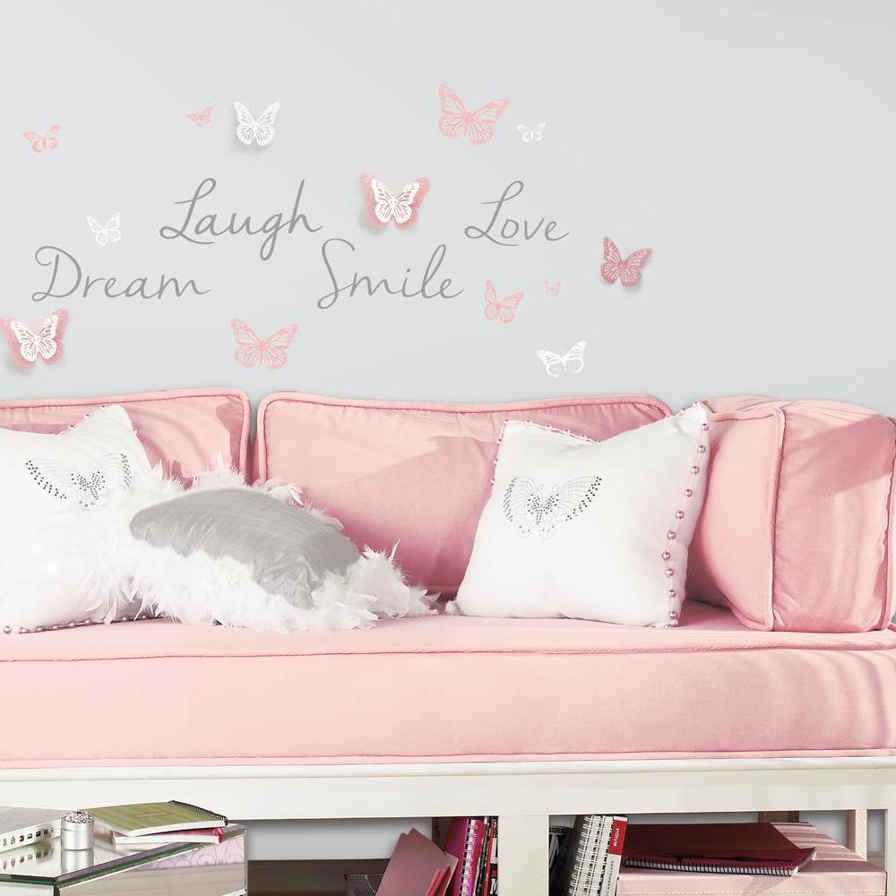 Butterfly Dream Peel and Stick Wall Decals w/ 3D Embellishments Wall Decals RoomMates   