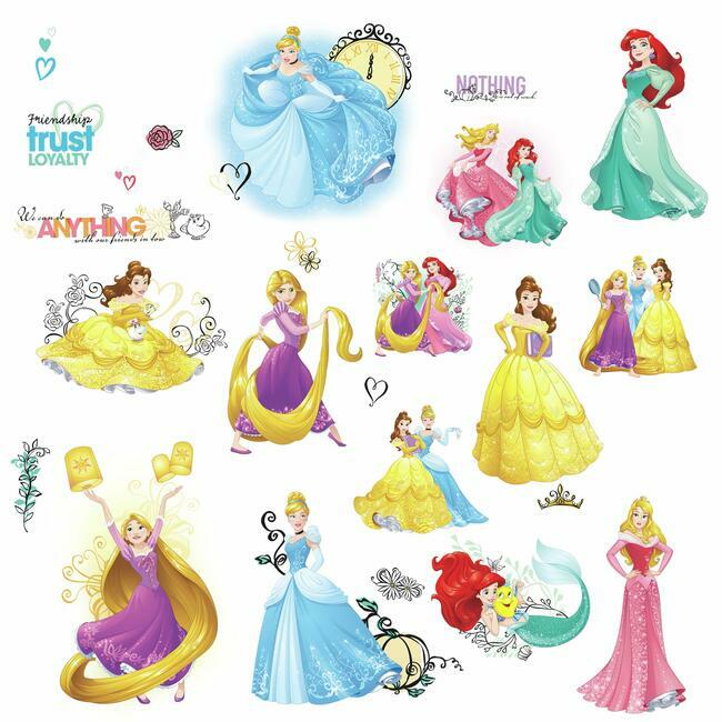 Disney Princess Friendship Adventures Wall Decals With Glitter Wall Decals RoomMates   