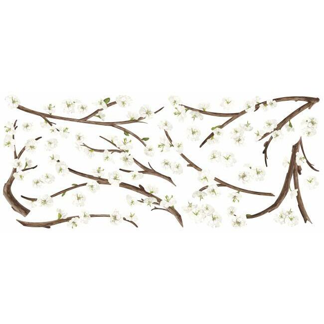 White Blossom Branch Giant Wall Decals With 3D Embellishments Wall Decals RoomMates   