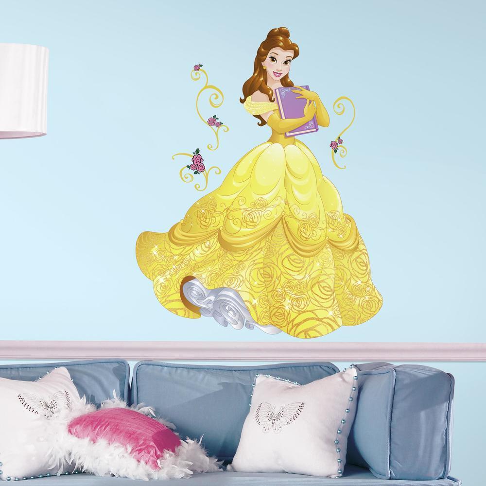 Disney Princess Belle Sparkling Giant Wall Decals with Glitter Wall Decals RoomMates   