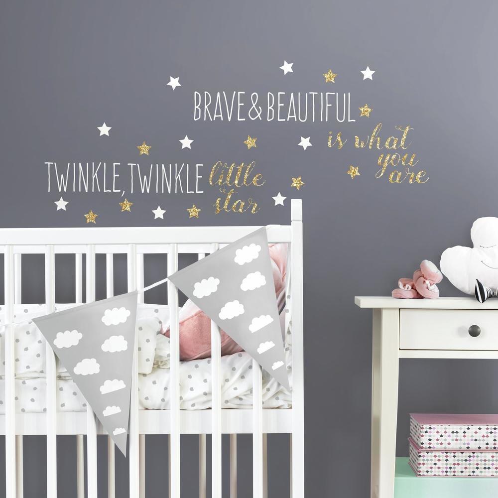 Twinkle Twinkle Little Star Wall Quote Decals with Glitter Wall Decals RoomMates   
