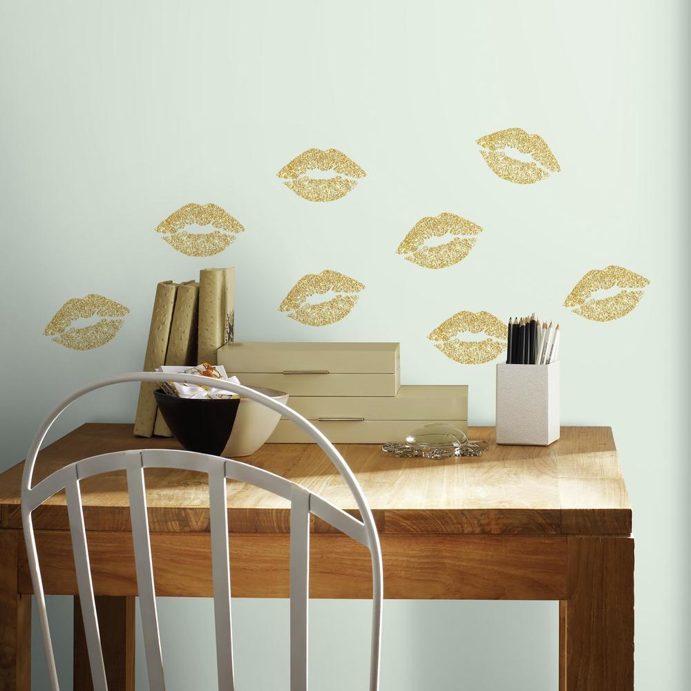 Lip Peel and Stick Wall Decals with Glitter Wall Decals RoomMates   