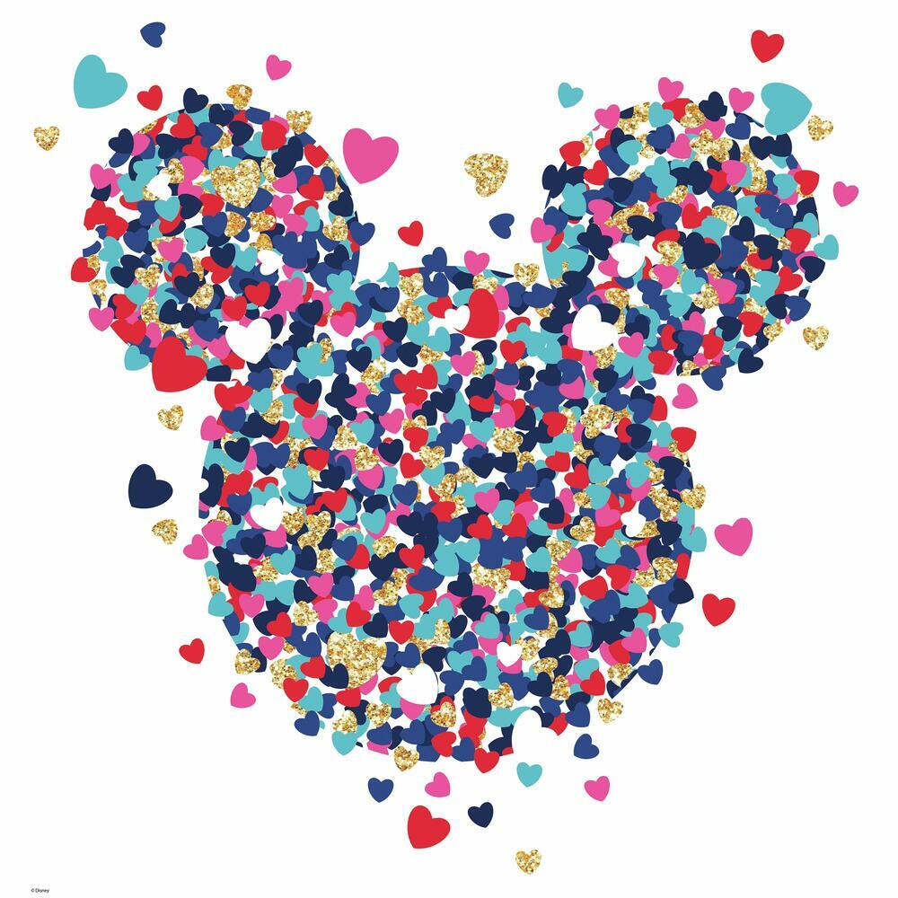 Minnie Mouse Heart Confetti Peel and Stick Giant Wall Decals with Glitter Wall Decals RoomMates   