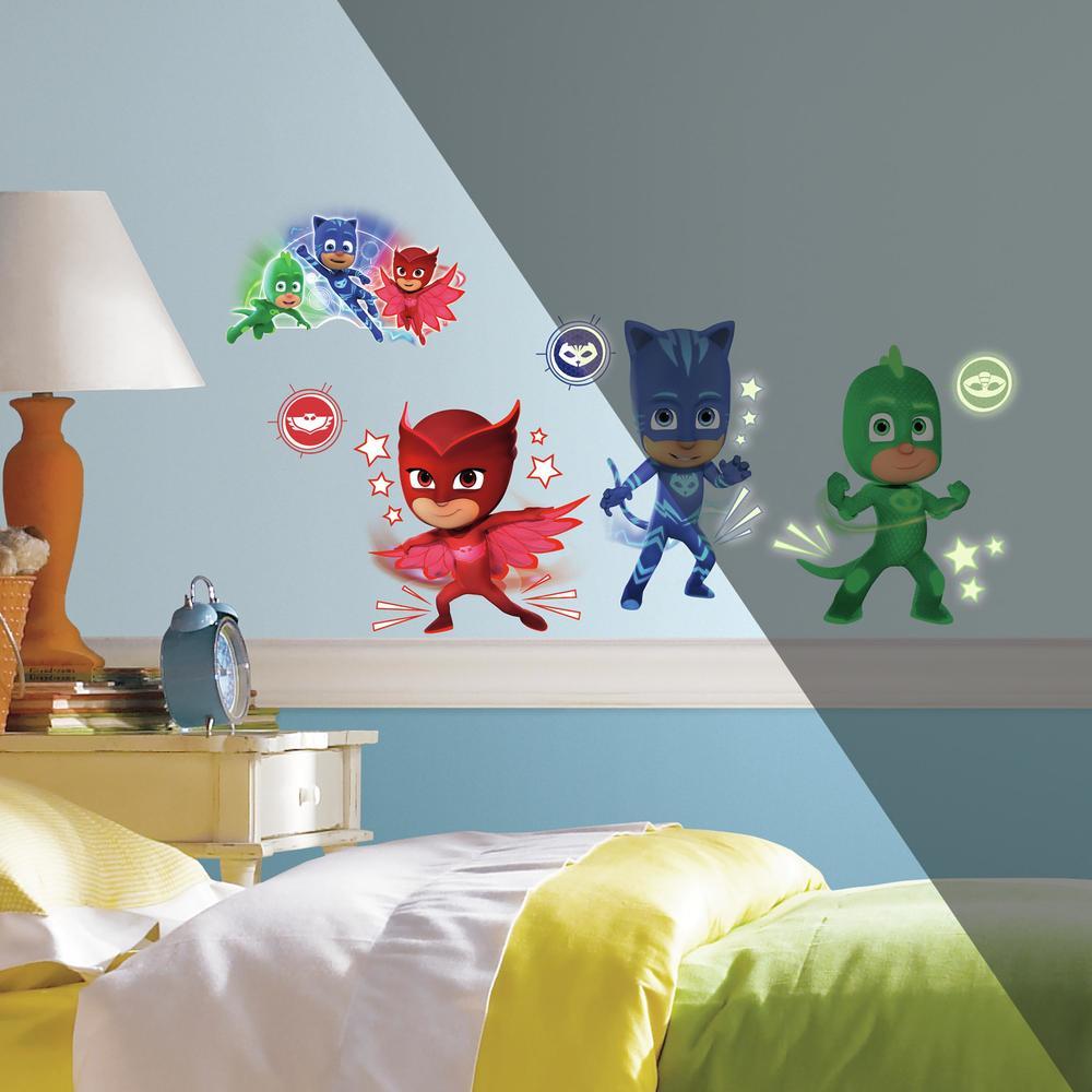 PJ Masks Peel and Stick Wall Decals with Glow Wall Decals RoomMates   