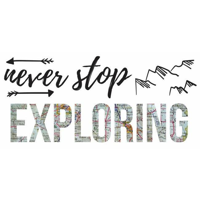 Never Stop Exploring Wall Quote Peel and Stick Wall Decals Wall Decals RoomMates   