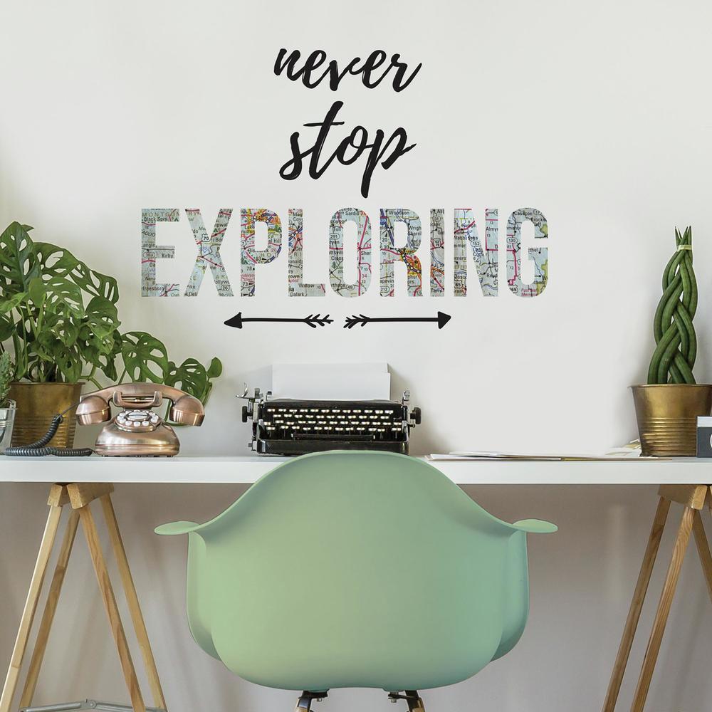 Never Stop Exploring Wall Quote Peel and Stick Wall Decals Wall Decals RoomMates   