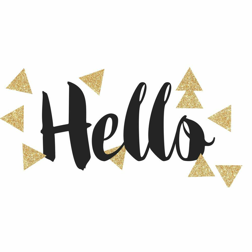 Hello Quote with Glitter Triangles Peel and Stick Wall Quote Decals Wall Decals RoomMates   