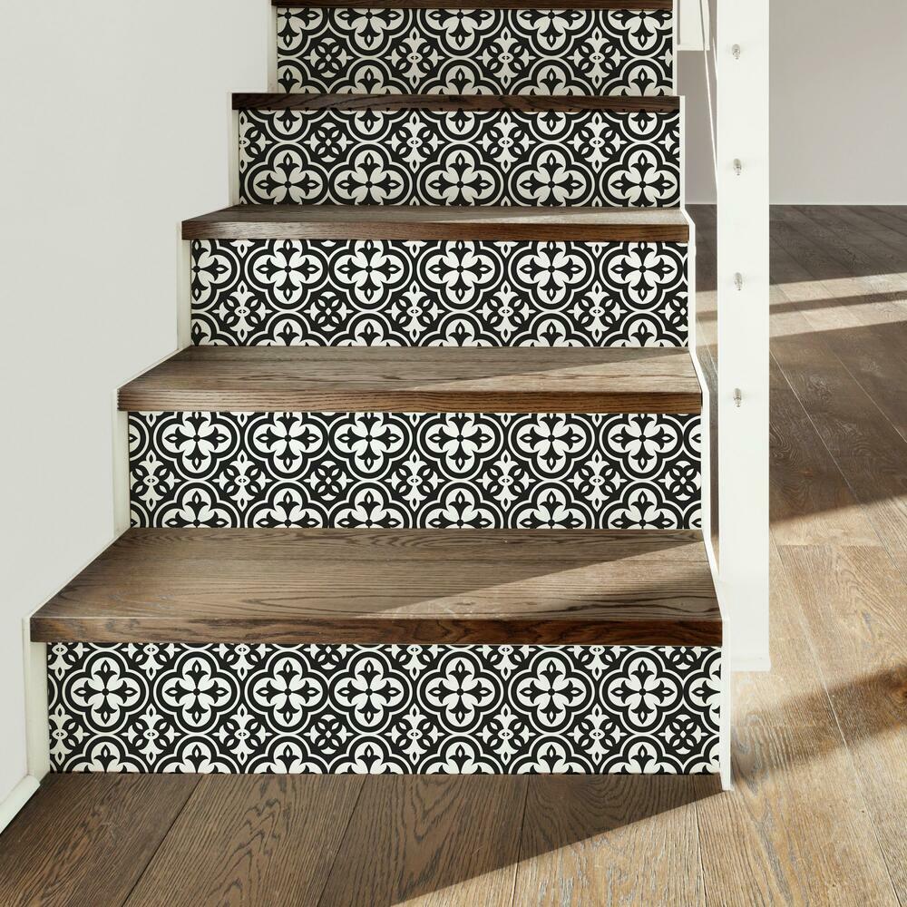 Ornate Tiles Black and White Peel and Stick Decals Wall Decals RoomMates   