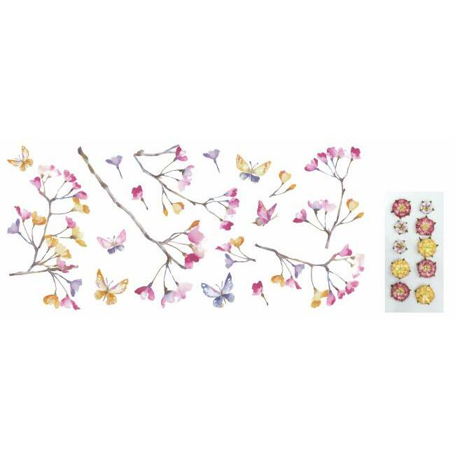 Pastel Flowers Branch Giant Wall Decals with 3D Embellishments Wall Decals RoomMates   