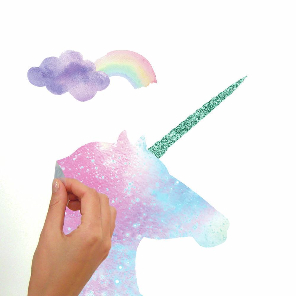 Galaxy Unicorn Peel and Stick Giant Wall Decal with Glitter Wall Decals RoomMates   
