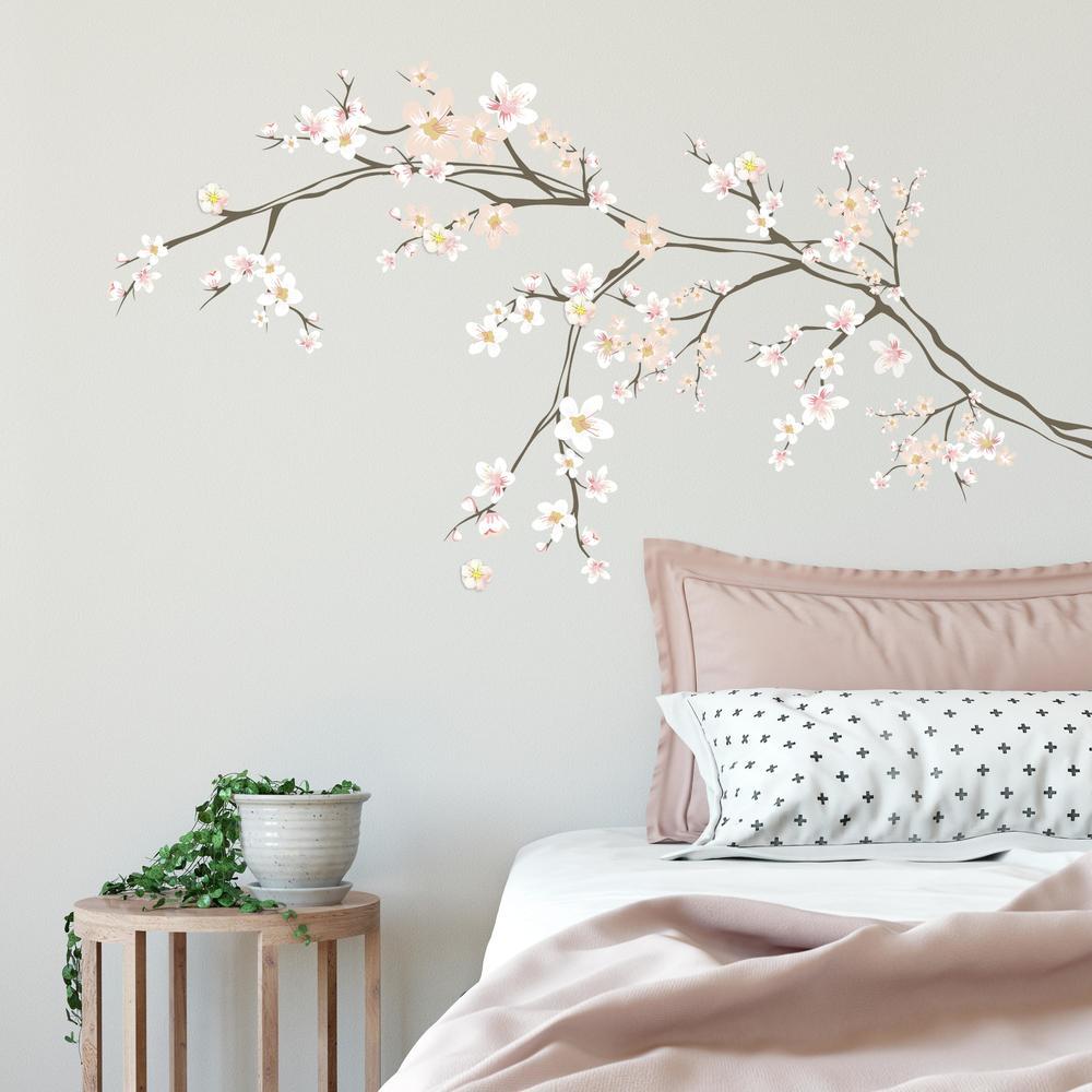Cherry Blossom Branch Peel and Stick Giant Wall Decals with 3D Embellishments Wall Decals RoomMates   