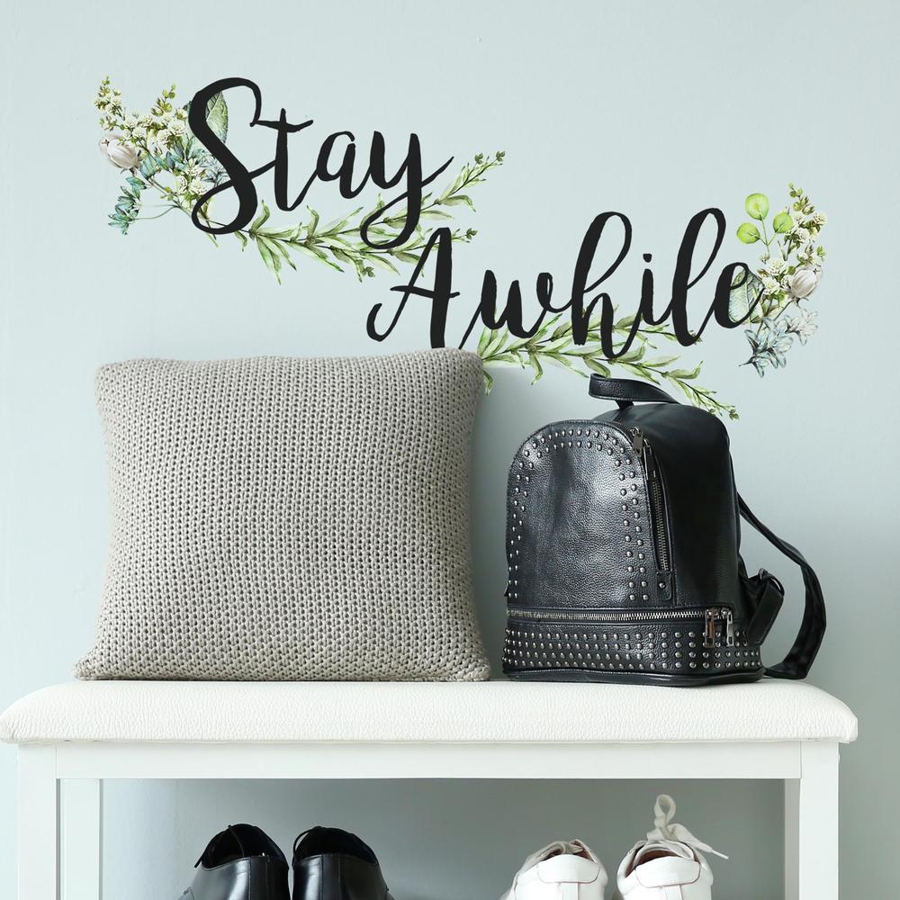 Stay Awhile Peel and Stick Wall Quote Decals Wall Decals RoomMates   