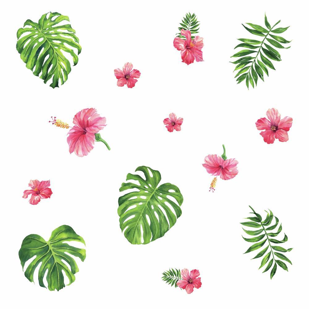 Tropical Hibiscus Flower Peel and Stick Wall Decals Wall Decals RoomMates   