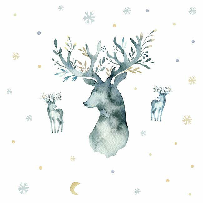 Watercolor Winter Deer Peel and Stick Giant Wall Decals Wall Decals RoomMates   