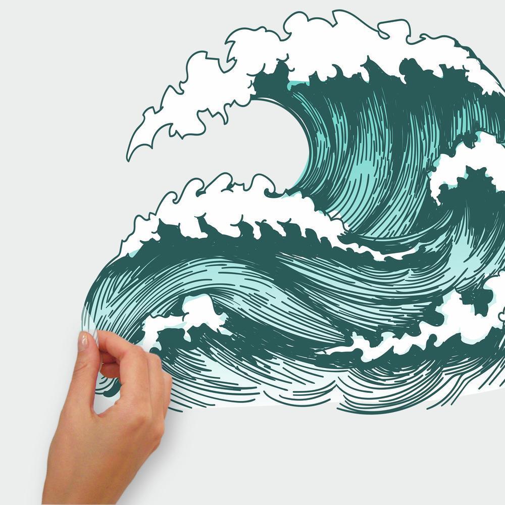 Great Wave Peel and Stick Giant Wall Decals Wall Decals RoomMates   