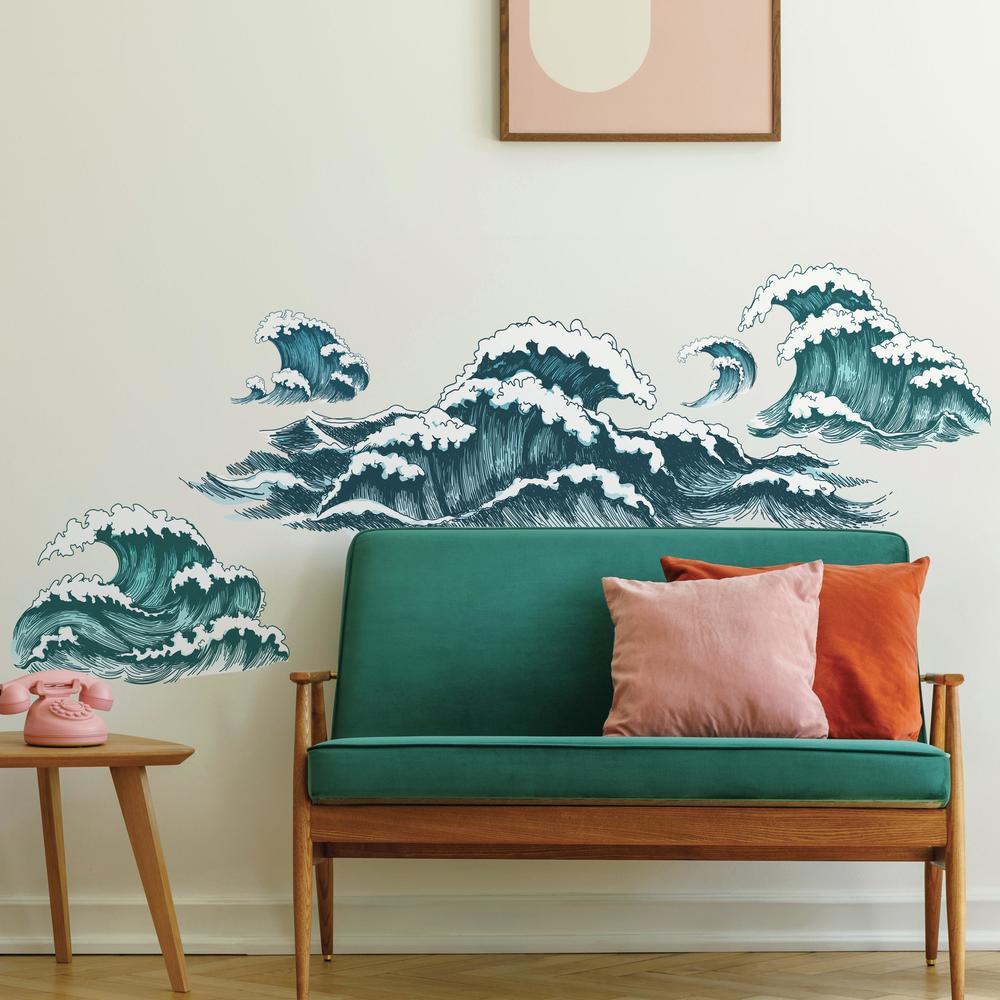 Great Wave Peel and Stick Giant Wall Decals Wall Decals RoomMates   