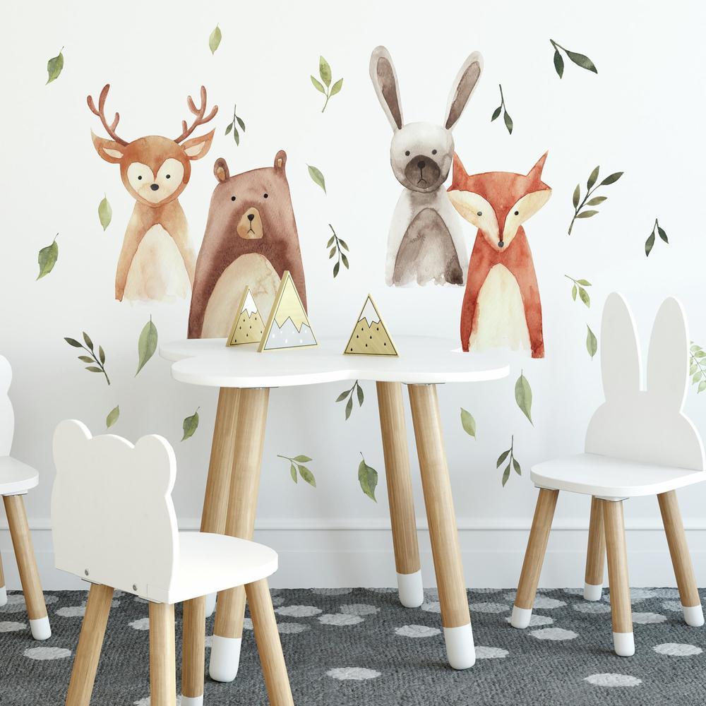 Watercolor Woodland Critters Peel and Stick Wall Decals Wall Decals RoomMates   