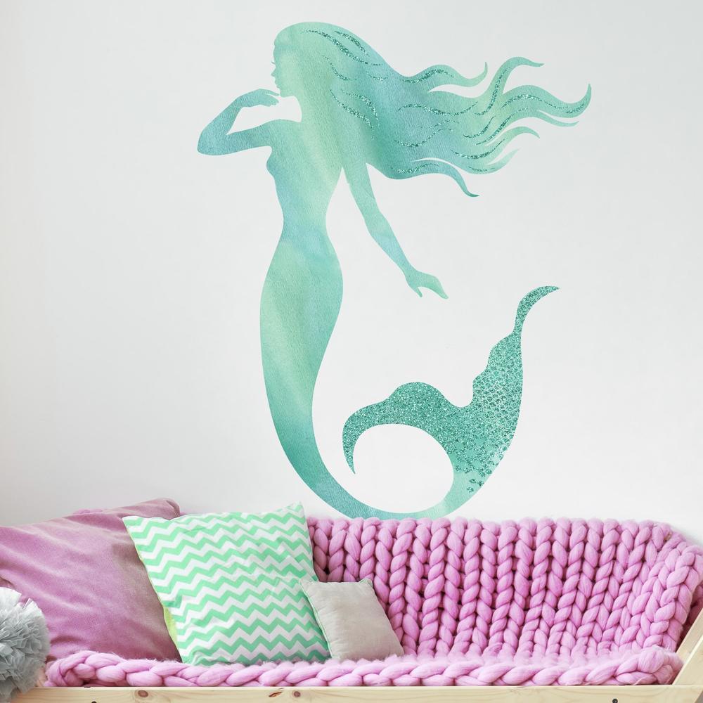 Glitter Mermaid Peel and Stick Giant Wall Decals Wall Decals RoomMates   