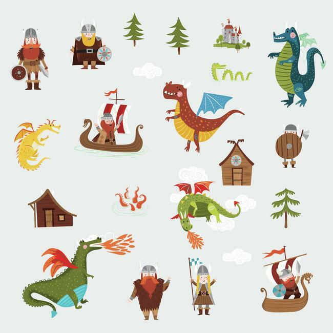 Dragons and Vikings Wall Decals Wall Decals RoomMates   