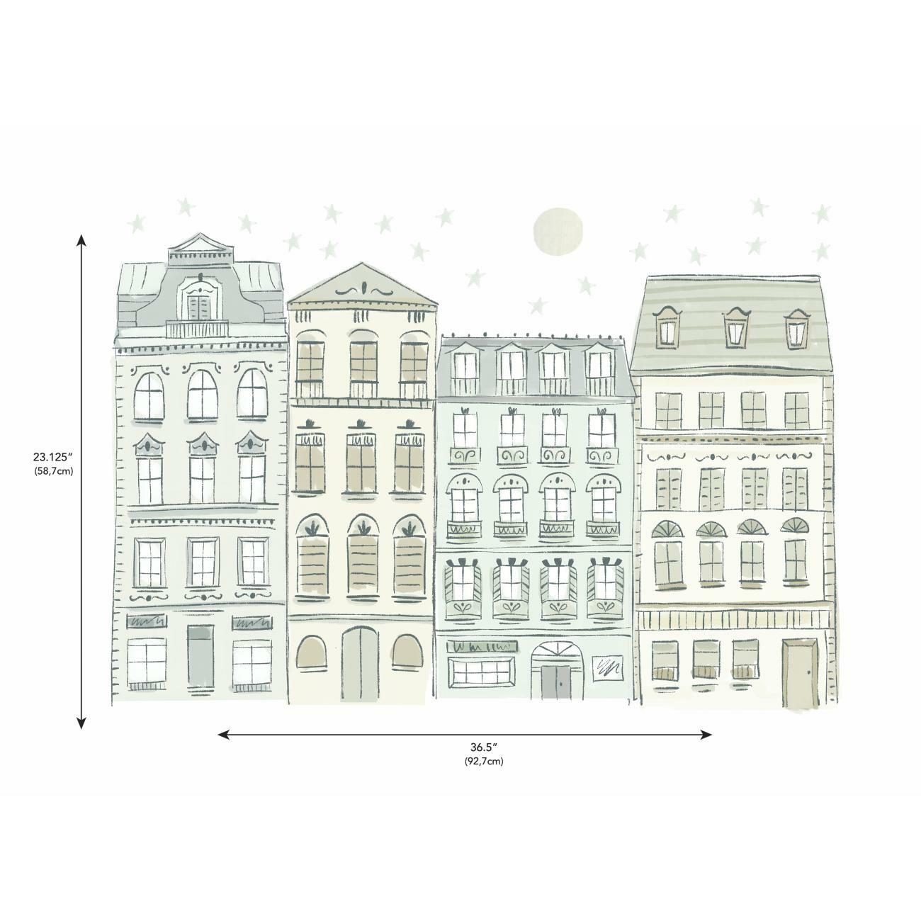 Illustrated Townhouses Peel and Stick Giant Wall Decals Wall Decals RoomMates   