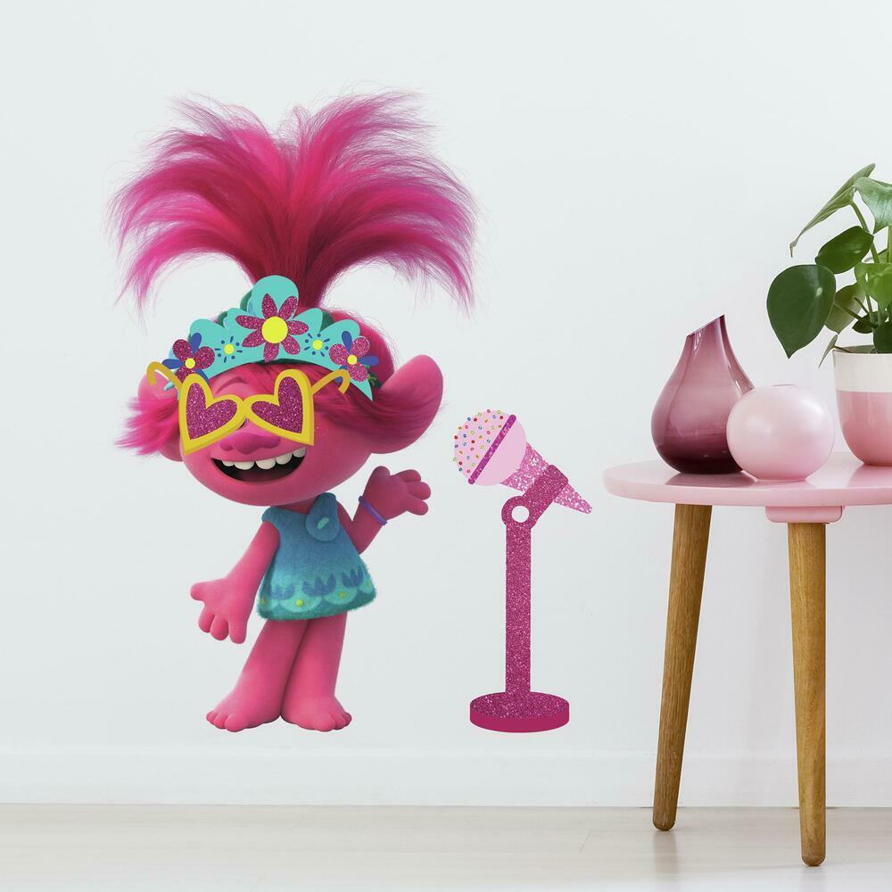 DreamWorks Trolls World Tour Poppy Giant Wall Decal with Glitter Wall Decals RoomMates   