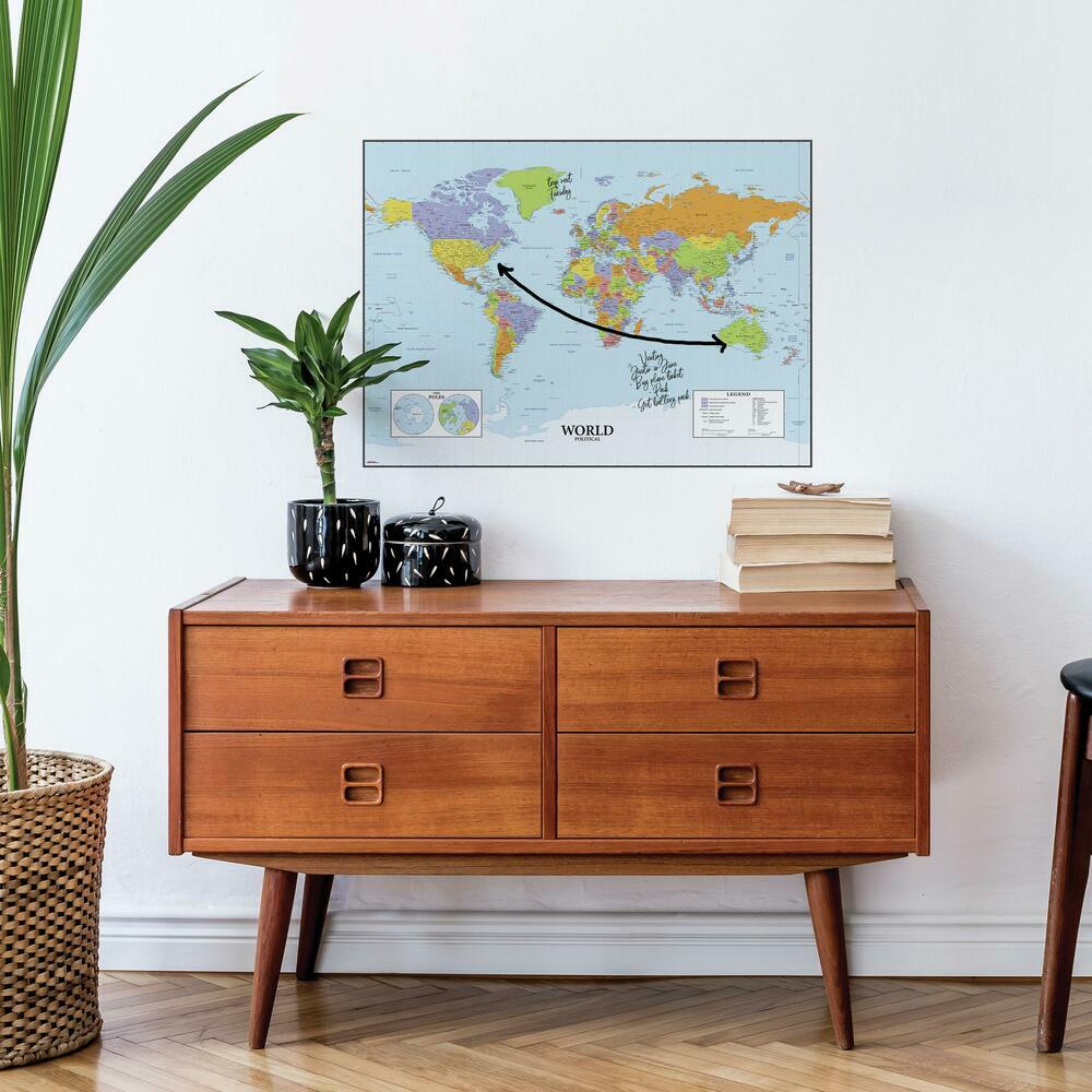Dry Erase Map Of The World Peel and Stick Giant Wall Decal Wall Decals RoomMates   