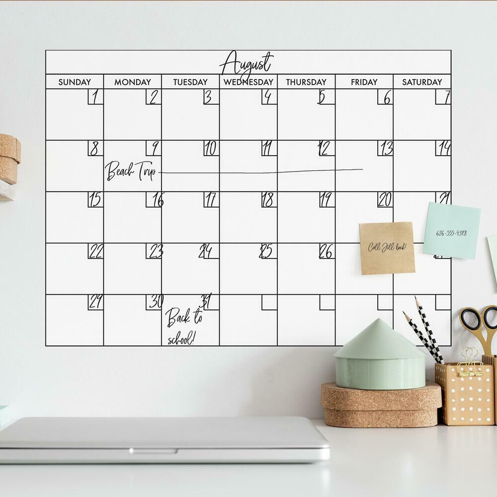 Basics Dry Erase Calendar Peel and Stick Giant Wall Decal Wall Decals RoomMates   