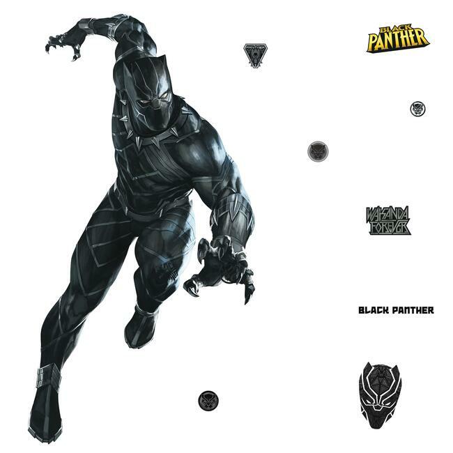 Black Panther Peel and Stick Giant Wall Decals Wall Decals RoomMates   