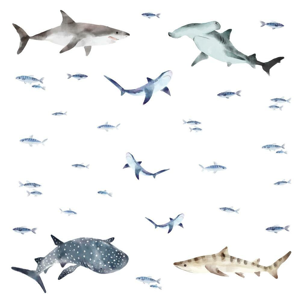 Sharks Peel and Stick Wall Decals Wall Decals RoomMates   