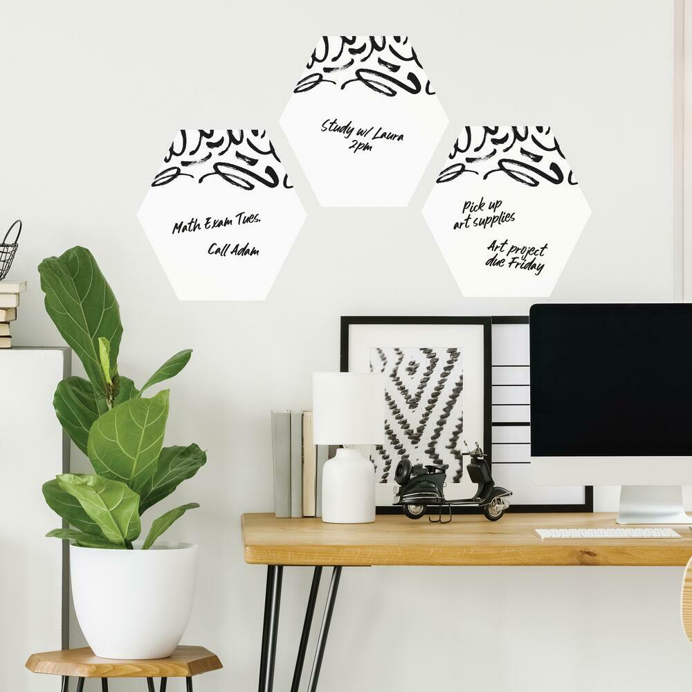 Doodle Dry Erase Hexagon Peel and Stick Wall Decals Wall Decals RoomMates   