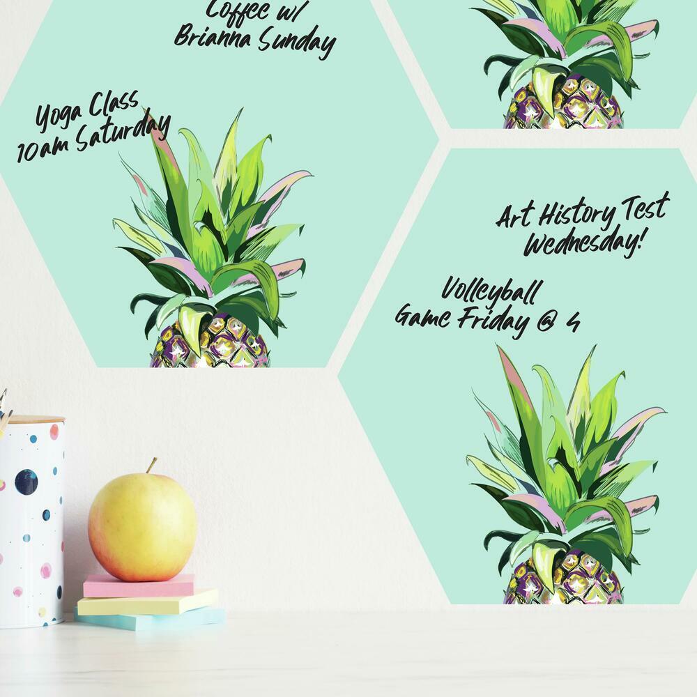 Pineapple Crown Dry Erase Hexagon Peel and Stick Wall Decals Wall Decals RoomMates   