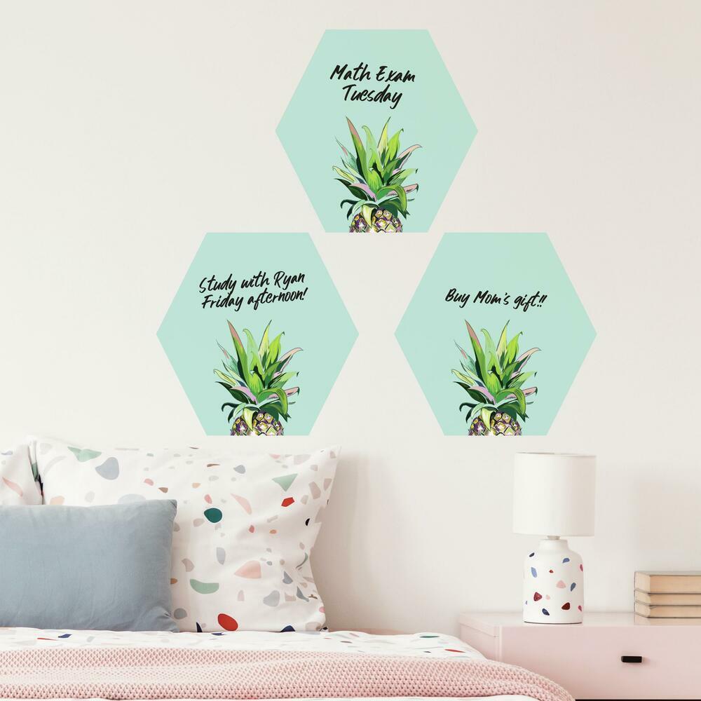 Pineapple Crown Dry Erase Hexagon Peel and Stick Wall Decals Wall Decals RoomMates   