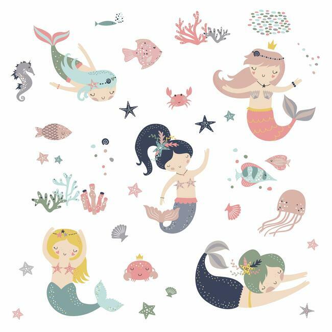 Sweet Pastel Mermaids Wall Decals Wall Decals RoomMates   