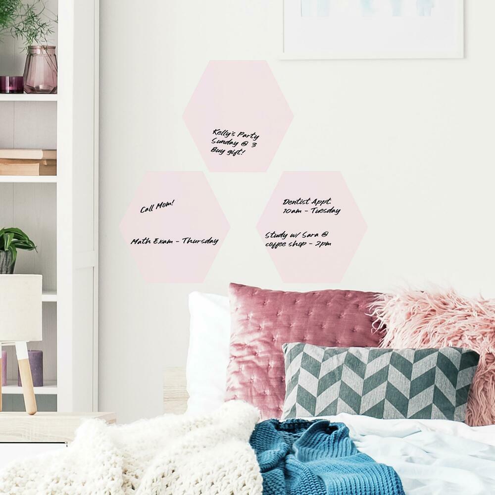 Blush Beauty Dry Erase Hexagon Peel and Stick Wall Decals Wall Decals RoomMates   