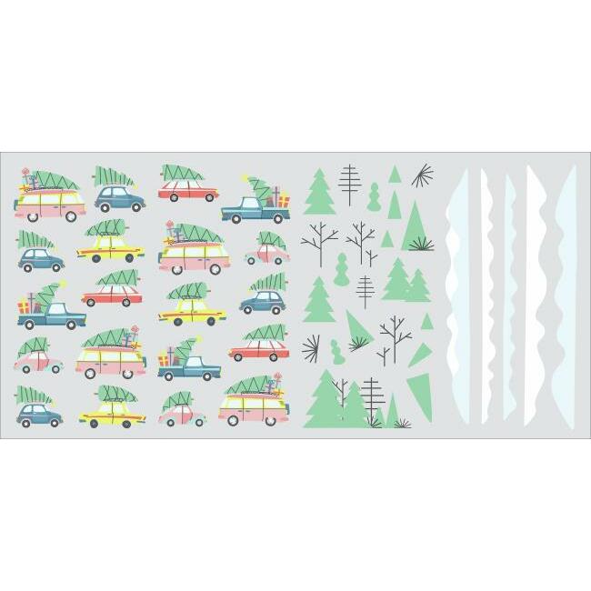 Retro Christmas Cars Peel and Stick Wall Decals Wall Decals RoomMates   