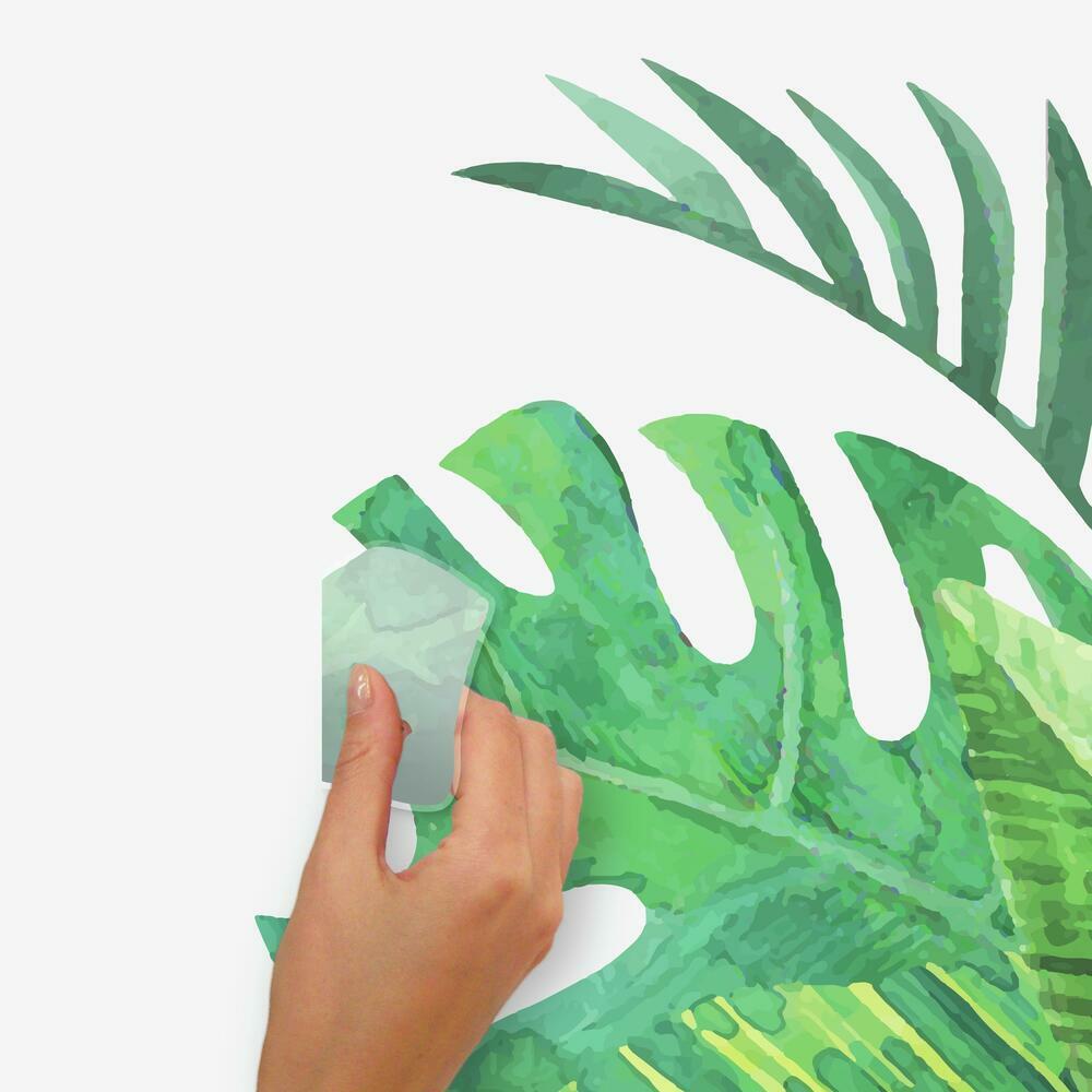 Watercolor Tropical Leaves Peel and Stick Giant Wall Decals Wall Decals RoomMates   