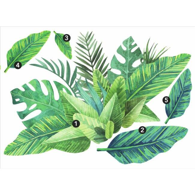 Watercolor Tropical Leaves Peel and Stick Giant Wall Decals Wall Decals RoomMates   