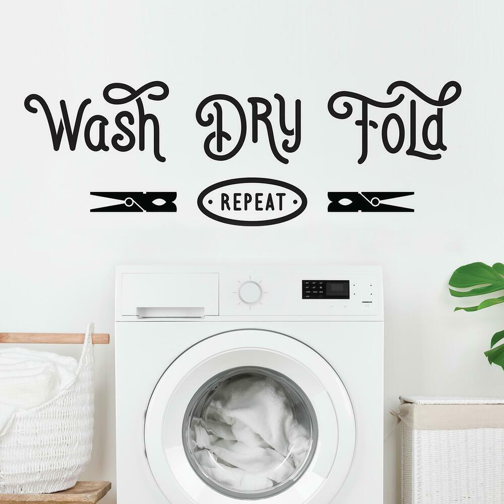 Wash Dry Fold Repeat Peel and Stick Wall Decals Wall Decals RoomMates   