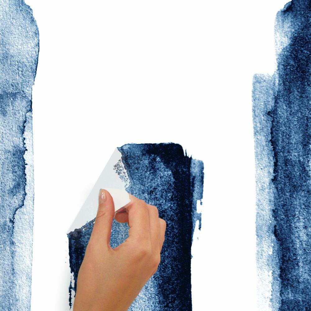 Blue Watercolor Brush Strokes Peel and Stick Giant Wall Decals Wall Decals RoomMates   